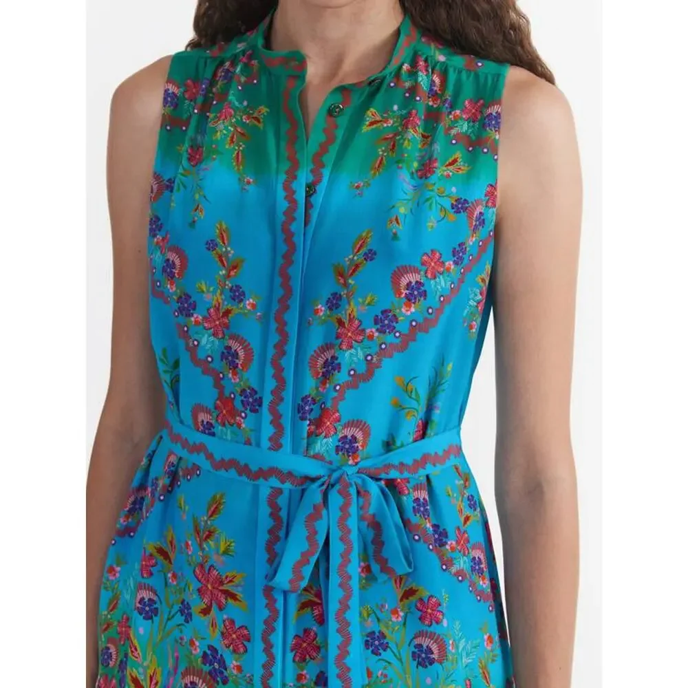 Saloni Tilly Sleeveless Silk Mini Dress Summer in Wreath 6 NWT Coastal Resort - Picture 4 of 8